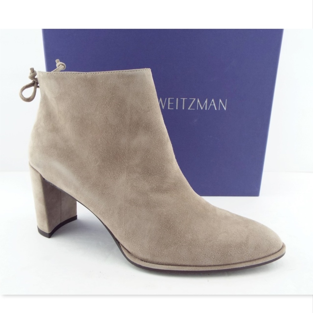 New STUART WEITZMAN Gray Suede Leather Heeled Ankles Boots 9.5